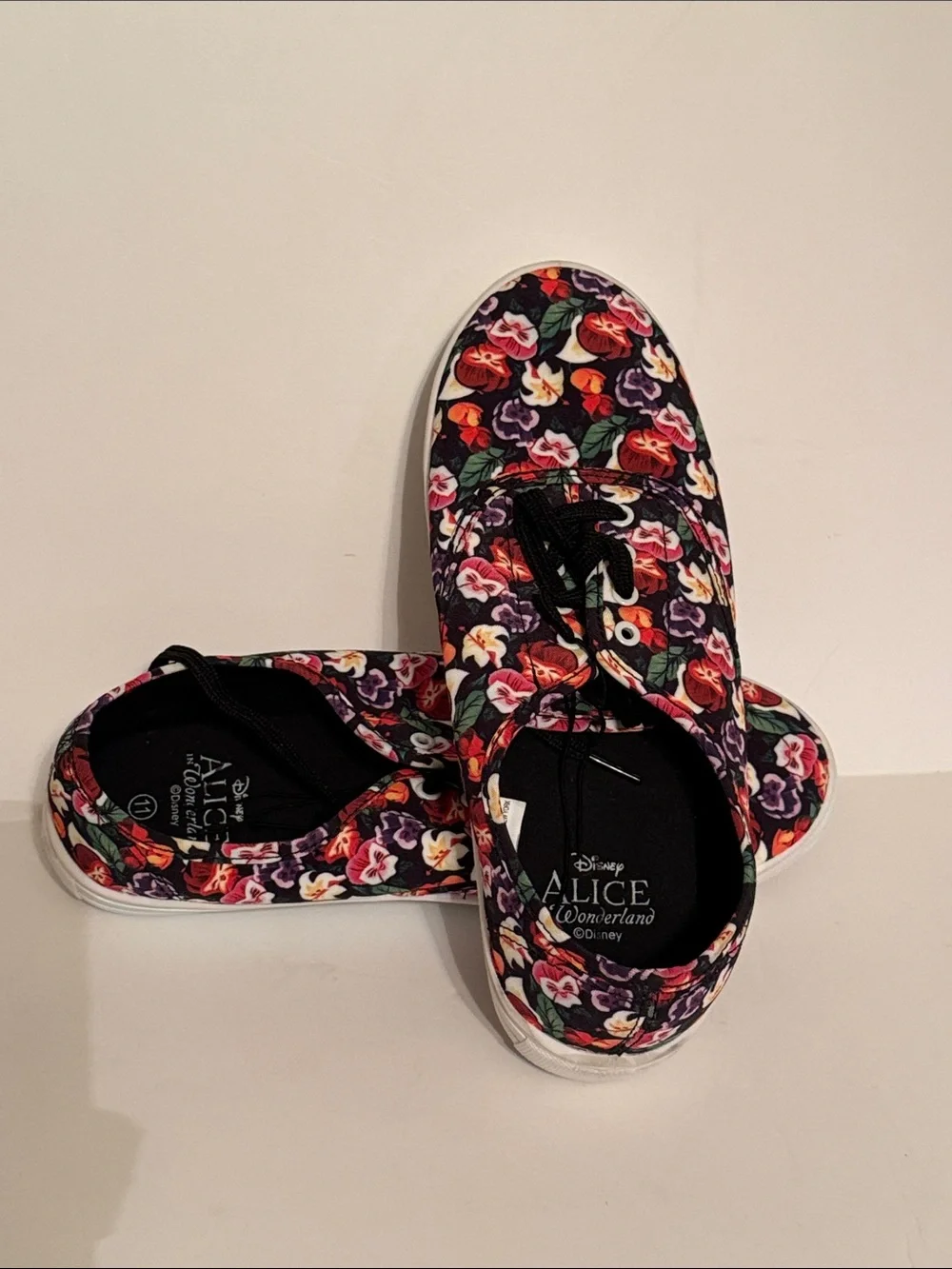Disney Floral Canvas Kids Sneakers - Black, Red, Purple, White